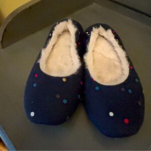 Joules Navy polka dot women’s slippers size small (5/6) NWOT